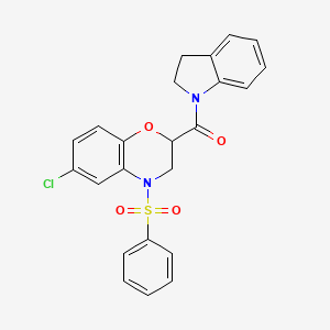 [6-chloro-4-(phenylsulfonyl)-3,4-dihydro-2H-1,4-benzoxazin-2-yl](2,3-dihydro-1H-indol-1-yl)methanone