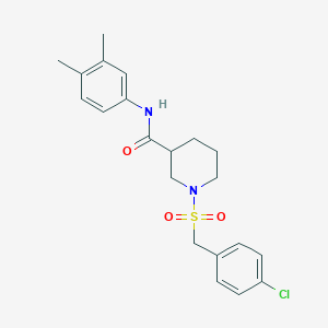 molecular formula C21H25ClN2O3S B11233526 1-[(4-chlorobenzyl)sulfonyl]-N-(3,4-dimethylphenyl)piperidine-3-carboxamide 