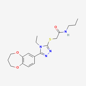 2-{[5-(3,4-dihydro-2H-1,5-benzodioxepin-7-yl)-4-ethyl-4H-1,2,4-triazol-3-yl]sulfanyl}-N-propylacetamide