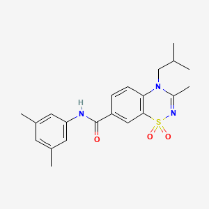 molecular formula C21H25N3O3S B11233554 N-(3,5-dimethylphenyl)-4-isobutyl-3-methyl-4H-1,2,4-benzothiadiazine-7-carboxamide 1,1-dioxide 