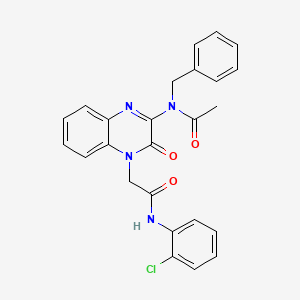 molecular formula C25H21ClN4O3 B11233579 N-Benzyl-N-(4-{[(2-chlorophenyl)carbamoyl]methyl}-3-oxo-3,4-dihydroquinoxalin-2-YL)acetamide 