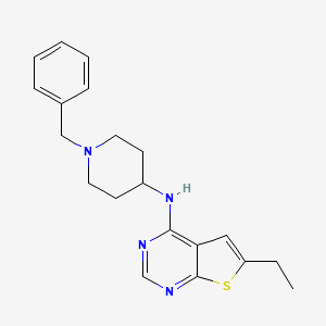 molecular formula C20H24N4S B11233599 1-Benzyl-N-{6-ethylthieno[2,3-D]pyrimidin-4-YL}piperidin-4-amine 