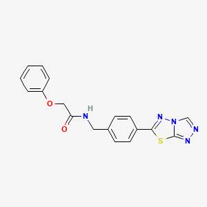 molecular formula C18H15N5O2S B11233606 2-phenoxy-N-[4-([1,2,4]triazolo[3,4-b][1,3,4]thiadiazol-6-yl)benzyl]acetamide 