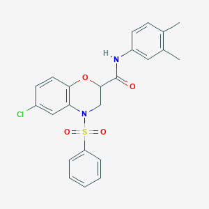 6-chloro-N-(3,4-dimethylphenyl)-4-(phenylsulfonyl)-3,4-dihydro-2H-1,4-benzoxazine-2-carboxamide