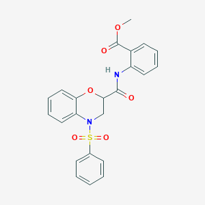 methyl 2-({[4-(phenylsulfonyl)-3,4-dihydro-2H-1,4-benzoxazin-2-yl]carbonyl}amino)benzoate