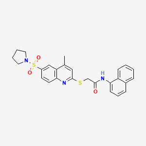 2-{[4-Methyl-6-(pyrrolidine-1-sulfonyl)quinolin-2-YL]sulfanyl}-N-(naphthalen-1-YL)acetamide