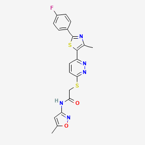 molecular formula C20H16FN5O2S2 B11233690 2-((6-(2-(4-fluorophenyl)-4-methylthiazol-5-yl)pyridazin-3-yl)thio)-N-(5-methylisoxazol-3-yl)acetamide 