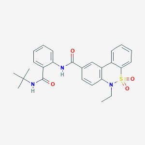 molecular formula C26H27N3O4S B11233697 N-[2-(tert-butylcarbamoyl)phenyl]-6-ethyl-6H-dibenzo[c,e][1,2]thiazine-9-carboxamide 5,5-dioxide 