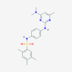 molecular formula C22H27N5O2S B11233762 N-(4-((4-(dimethylamino)-6-methylpyrimidin-2-yl)amino)phenyl)-2,4,5-trimethylbenzenesulfonamide 