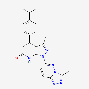 molecular formula C22H23N7O B11233782 3-methyl-1-(3-methyl[1,2,4]triazolo[4,3-b]pyridazin-6-yl)-4-[4-(propan-2-yl)phenyl]-4,5-dihydro-1H-pyrazolo[3,4-b]pyridin-6-ol 