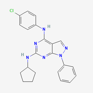 molecular formula C22H21ClN6 B11233785 N~4~-(4-chlorophenyl)-N~6~-cyclopentyl-1-phenyl-1H-pyrazolo[3,4-d]pyrimidine-4,6-diamine 