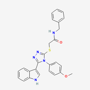 molecular formula C26H23N5O2S B11233813 2-((5-(1H-indol-3-yl)-4-(4-methoxyphenyl)-4H-1,2,4-triazol-3-yl)thio)-N-benzylacetamide 