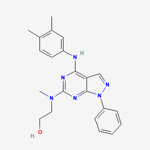 molecular formula C22H24N6O B11233818 2-[{4-[(3,4-dimethylphenyl)amino]-1-phenyl-1H-pyrazolo[3,4-d]pyrimidin-6-yl}(methyl)amino]ethanol 