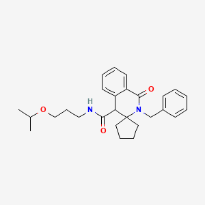 molecular formula C27H34N2O3 B11233820 2'-Benzyl-1'-oxo-N-[3-(propan-2-yloxy)propyl]-2',4'-dihydro-1'H-spiro[cyclopentane-1,3'-isoquinoline]-4'-carboxamide 