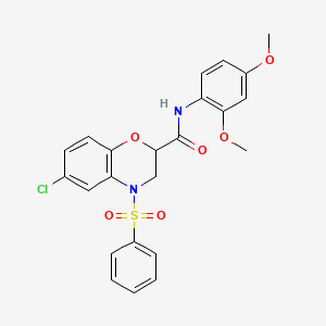 6-chloro-N-(2,4-dimethoxyphenyl)-4-(phenylsulfonyl)-3,4-dihydro-2H-1,4-benzoxazine-2-carboxamide