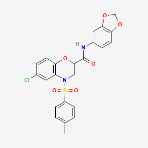 N-(1,3-benzodioxol-5-yl)-6-chloro-4-[(4-methylphenyl)sulfonyl]-3,4-dihydro-2H-1,4-benzoxazine-2-carboxamide