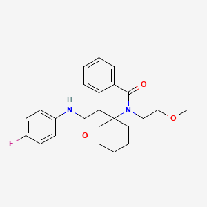 molecular formula C24H27FN2O3 B11233847 N-(4-fluorophenyl)-2'-(2-methoxyethyl)-1'-oxo-1',4'-dihydro-2'H-spiro[cyclohexane-1,3'-isoquinoline]-4'-carboxamide 