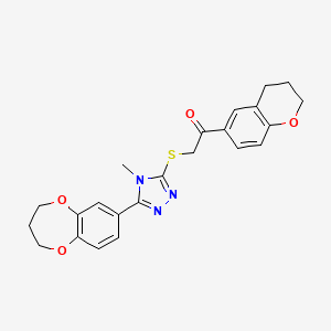 2-{[5-(3,4-dihydro-2H-1,5-benzodioxepin-7-yl)-4-methyl-4H-1,2,4-triazol-3-yl]sulfanyl}-1-(3,4-dihydro-2H-chromen-6-yl)ethanone