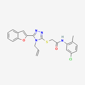 molecular formula C22H19ClN4O2S B11233880 2-{[5-(1-benzofuran-2-yl)-4-(prop-2-en-1-yl)-4H-1,2,4-triazol-3-yl]sulfanyl}-N-(5-chloro-2-methylphenyl)acetamide 