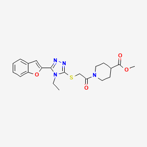 methyl 1-({[5-(1-benzofuran-2-yl)-4-ethyl-4H-1,2,4-triazol-3-yl]sulfanyl}acetyl)piperidine-4-carboxylate