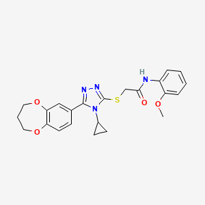 molecular formula C23H24N4O4S B11233927 2-{[4-cyclopropyl-5-(3,4-dihydro-2H-1,5-benzodioxepin-7-yl)-4H-1,2,4-triazol-3-yl]sulfanyl}-N-(2-methoxyphenyl)acetamide 