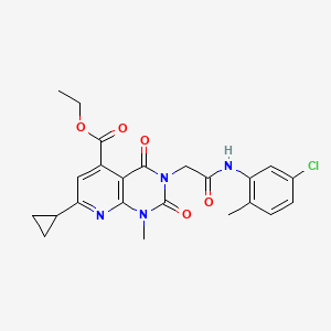 molecular formula C23H23ClN4O5 B11233993 Ethyl 3-{2-[(5-chloro-2-methylphenyl)amino]-2-oxoethyl}-7-cyclopropyl-1-methyl-2,4-dioxo-1,2,3,4-tetrahydropyrido[2,3-d]pyrimidine-5-carboxylate 