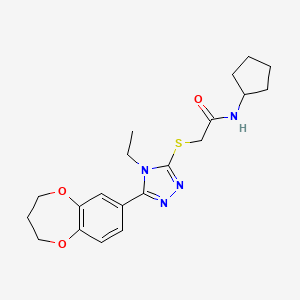 molecular formula C20H26N4O3S B11234007 N-cyclopentyl-2-{[5-(3,4-dihydro-2H-1,5-benzodioxepin-7-yl)-4-ethyl-4H-1,2,4-triazol-3-yl]sulfanyl}acetamide 