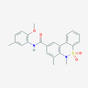 molecular formula C23H22N2O4S B11234034 N-(2-methoxy-5-methylphenyl)-6,7-dimethyl-6H-dibenzo[c,e][1,2]thiazine-9-carboxamide 5,5-dioxide 