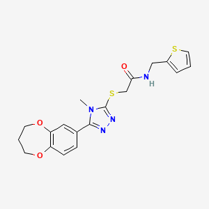 molecular formula C19H20N4O3S2 B11234094 2-{[5-(3,4-dihydro-2H-1,5-benzodioxepin-7-yl)-4-methyl-4H-1,2,4-triazol-3-yl]sulfanyl}-N-(thiophen-2-ylmethyl)acetamide 