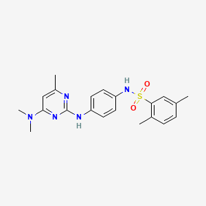 molecular formula C21H25N5O2S B11234104 N-(4-((4-(dimethylamino)-6-methylpyrimidin-2-yl)amino)phenyl)-2,5-dimethylbenzenesulfonamide 