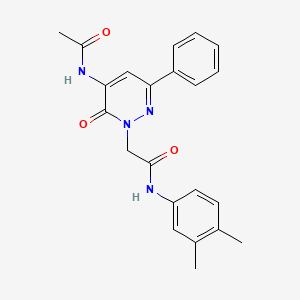 molecular formula C22H22N4O3 B11234107 2-[5-(acetylamino)-6-oxo-3-phenylpyridazin-1(6H)-yl]-N-(3,4-dimethylphenyl)acetamide 