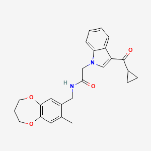 molecular formula C25H26N2O4 B11234111 2-[3-(cyclopropylcarbonyl)-1H-indol-1-yl]-N-[(8-methyl-3,4-dihydro-2H-1,5-benzodioxepin-7-yl)methyl]acetamide 