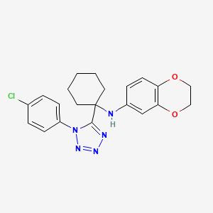 molecular formula C21H22ClN5O2 B11234141 N-{1-[1-(4-chlorophenyl)-1H-tetrazol-5-yl]cyclohexyl}-2,3-dihydro-1,4-benzodioxin-6-amine 