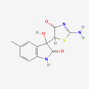 molecular formula C12H11N3O3S B11234143 3-(2-amino-4-oxo-4,5-dihydro-1,3-thiazol-5-yl)-3-hydroxy-5-methyl-1,3-dihydro-2H-indol-2-one 