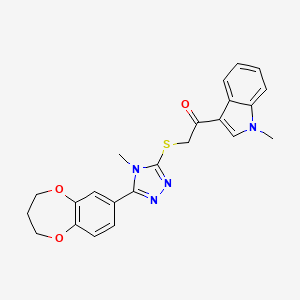 2-{[5-(3,4-dihydro-2H-1,5-benzodioxepin-7-yl)-4-methyl-4H-1,2,4-triazol-3-yl]sulfanyl}-1-(1-methyl-1H-indol-3-yl)ethanone