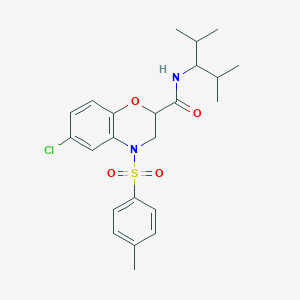 molecular formula C23H29ClN2O4S B11234196 6-chloro-N-(2,4-dimethylpentan-3-yl)-4-[(4-methylphenyl)sulfonyl]-3,4-dihydro-2H-1,4-benzoxazine-2-carboxamide 