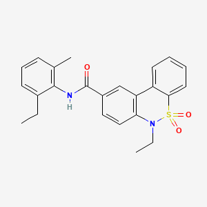 molecular formula C24H24N2O3S B11234199 6-ethyl-N-(2-ethyl-6-methylphenyl)-6H-dibenzo[c,e][1,2]thiazine-9-carboxamide 5,5-dioxide 