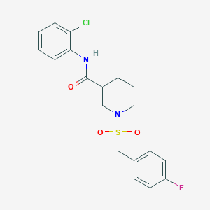 molecular formula C19H20ClFN2O3S B11234234 N-(2-chlorophenyl)-1-[(4-fluorobenzyl)sulfonyl]piperidine-3-carboxamide 