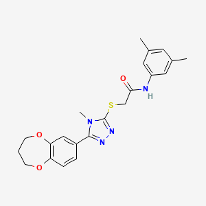 2-{[5-(3,4-dihydro-2H-1,5-benzodioxepin-7-yl)-4-methyl-4H-1,2,4-triazol-3-yl]sulfanyl}-N-(3,5-dimethylphenyl)acetamide