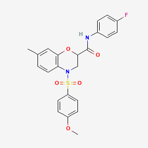 N-(4-fluorophenyl)-4-[(4-methoxyphenyl)sulfonyl]-7-methyl-3,4-dihydro-2H-1,4-benzoxazine-2-carboxamide