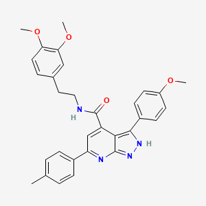 N-[2-(3,4-dimethoxyphenyl)ethyl]-3-(4-methoxyphenyl)-6-(4-methylphenyl)-2H-pyrazolo[3,4-b]pyridine-4-carboxamide