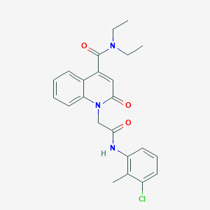 molecular formula C23H24ClN3O3 B11234311 1-{2-[(3-chloro-2-methylphenyl)amino]-2-oxoethyl}-N,N-diethyl-2-oxo-1,2-dihydroquinoline-4-carboxamide 