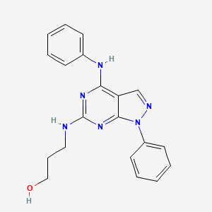 molecular formula C20H20N6O B11234312 3-{[1-Phenyl-4-(phenylamino)pyrazolo[5,4-d]pyrimidin-6-yl]amino}propan-1-ol 