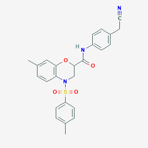 N-[4-(cyanomethyl)phenyl]-7-methyl-4-[(4-methylphenyl)sulfonyl]-3,4-dihydro-2H-1,4-benzoxazine-2-carboxamide