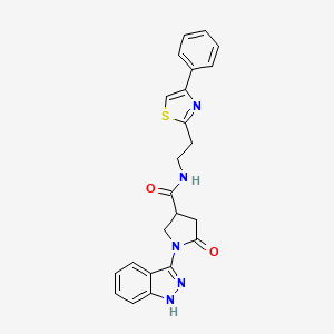 molecular formula C23H21N5O2S B11234317 1-(1H-indazol-3-yl)-5-oxo-N-[2-(4-phenyl-1,3-thiazol-2-yl)ethyl]pyrrolidine-3-carboxamide 