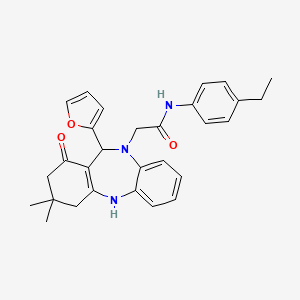 N-(4-ethylphenyl)-2-[11-(furan-2-yl)-3,3-dimethyl-1-oxo-1,2,3,4,5,11-hexahydro-10H-dibenzo[b,e][1,4]diazepin-10-yl]acetamide