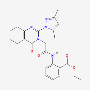 molecular formula C24H27N5O4 B11234366 ethyl 2-({[2-(3,5-dimethyl-1H-pyrazol-1-yl)-4-oxo-5,6,7,8-tetrahydroquinazolin-3(4H)-yl]acetyl}amino)benzoate 