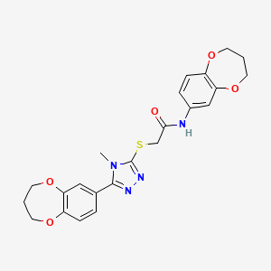 molecular formula C23H24N4O5S B11234376 N-(3,4-dihydro-2H-1,5-benzodioxepin-7-yl)-2-{[5-(3,4-dihydro-2H-1,5-benzodioxepin-7-yl)-4-methyl-4H-1,2,4-triazol-3-yl]sulfanyl}acetamide 