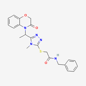 N-benzyl-2-({4-methyl-5-[1-(3-oxo-2,3-dihydro-4H-1,4-benzoxazin-4-yl)ethyl]-4H-1,2,4-triazol-3-yl}sulfanyl)acetamide