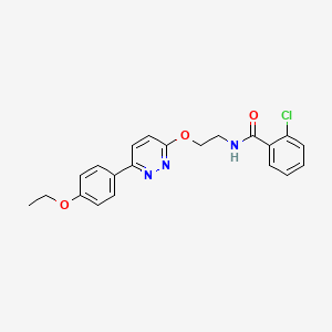 molecular formula C21H20ClN3O3 B11234427 2-chloro-N-(2-{[6-(4-ethoxyphenyl)pyridazin-3-yl]oxy}ethyl)benzamide 